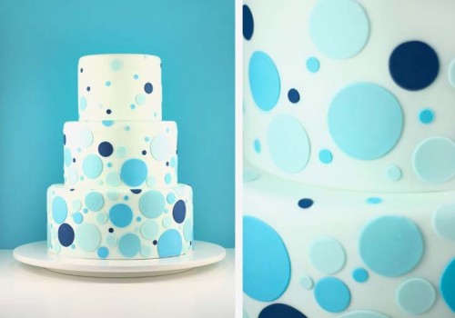 blue polkadot wedding cake