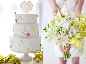 cake and bouquet
