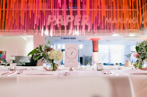 modern stream decor and table number