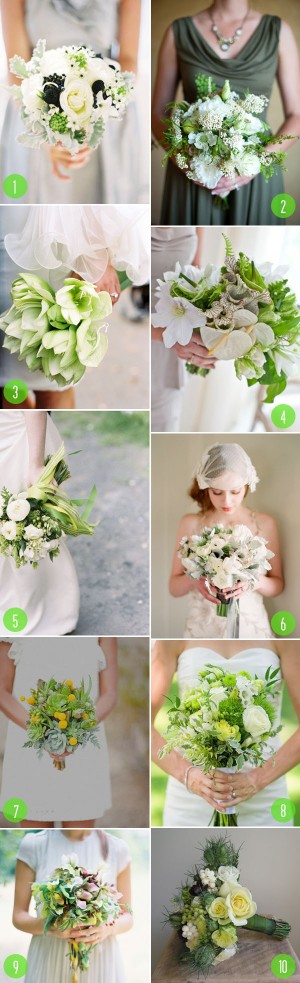 top 10: modern mostly green bouquets