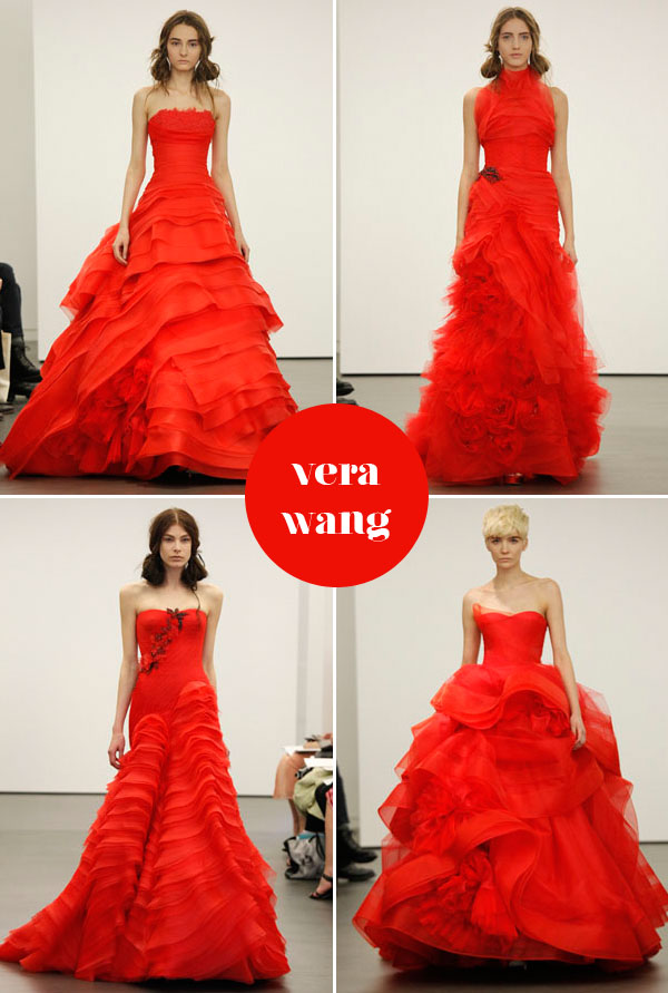 vera wang red wedding gown