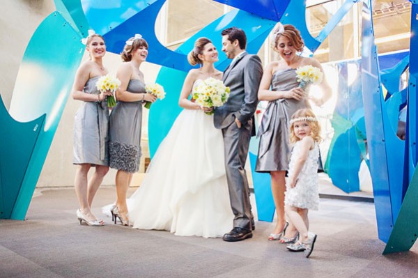 grey & white bridal party