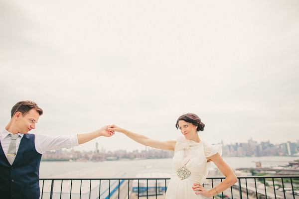 bride and groom at wythe hotel