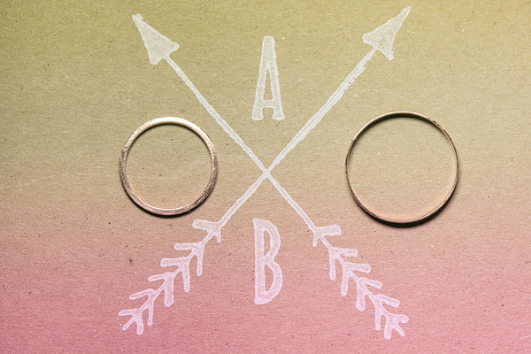 wedding rings and monogram