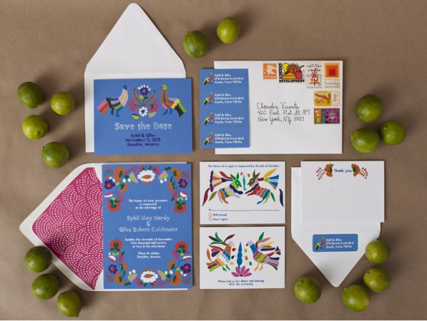 mexican embroidery wedding invitations