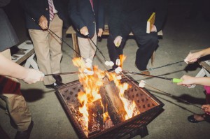 outdoor smores reception bonfire