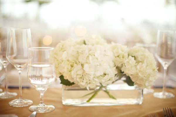 white hydrangea centerpiece