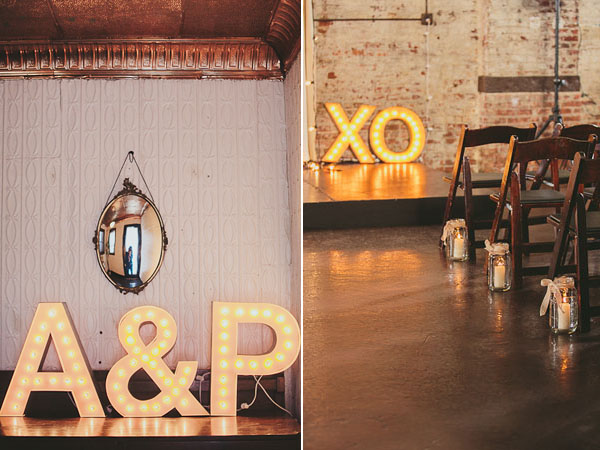 couples initials in lights