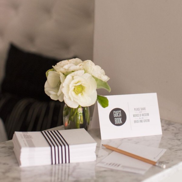 modern black and white guest book
