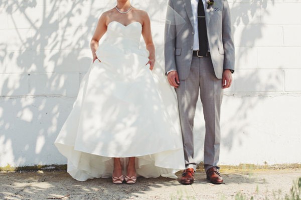 wedding dress and groom