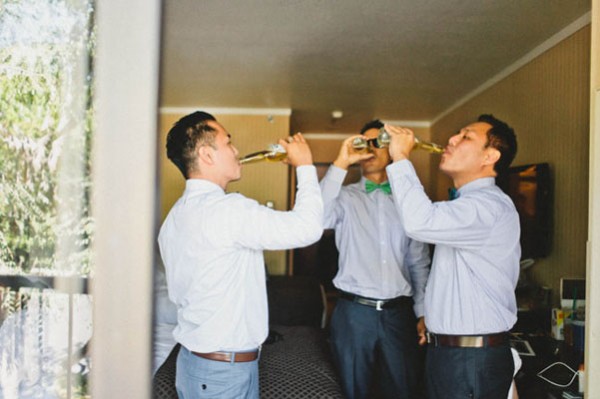 groomsmen drinking