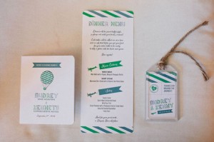 green & white invitations