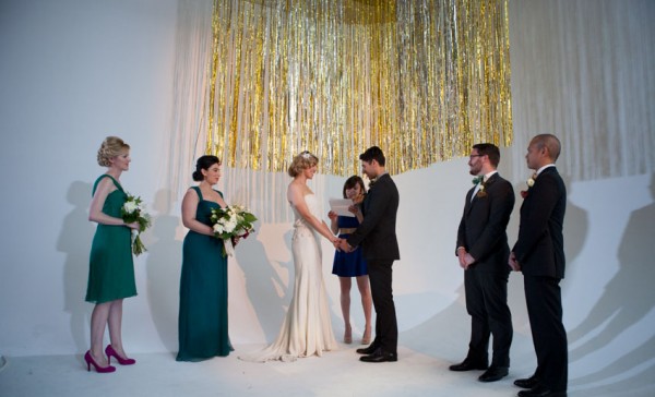 gold fringe backdrop ceremony