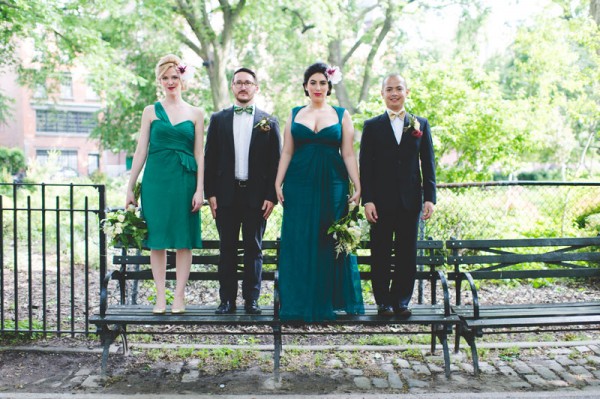 green & black bridal party