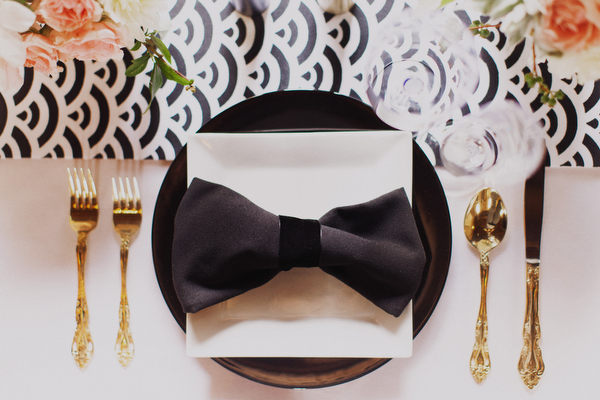 black bow table setting