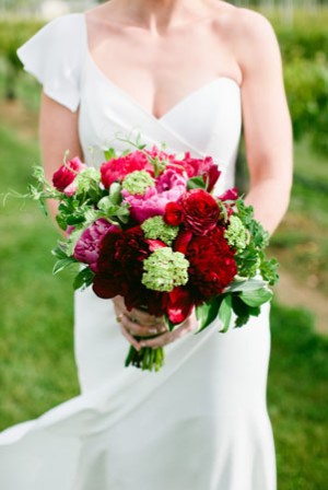 red, pink and greem bouquet