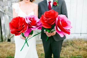 red and pink paper flowers