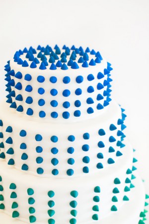 blue green ombre studded wedding cake