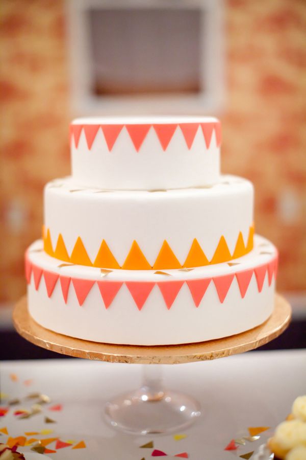 pink and orange geometric cake
