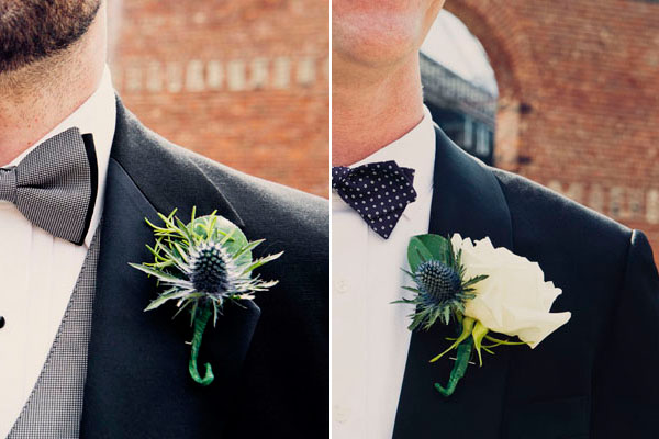 blue & green boutonnieres