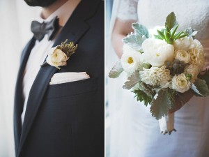 white boutonniere & bouquet