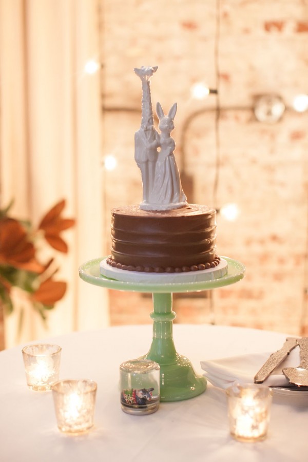 wedding cake with cute topper