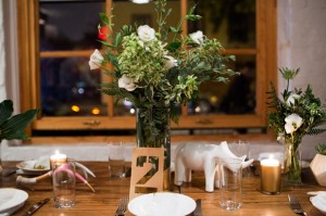 white wood gold centerpieces