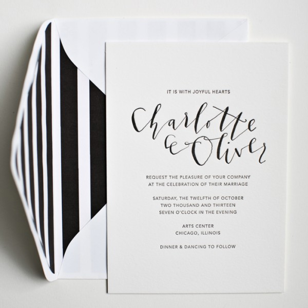 modern black & white wedding invitation
