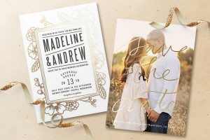 foil press invitation from minted
