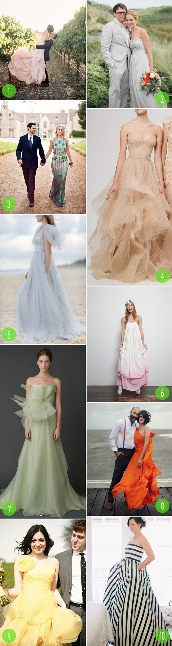 top 10: colored wedding dress