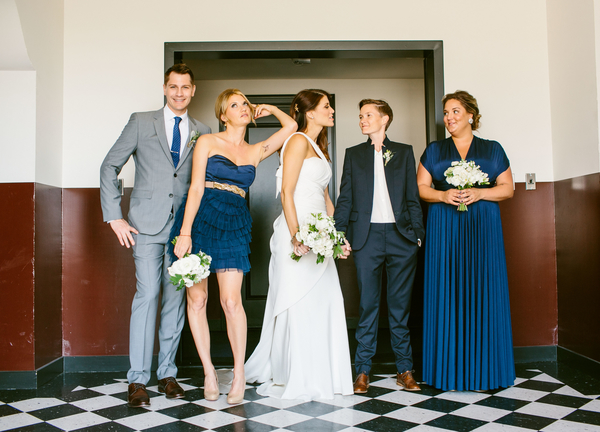 bridal party in navy