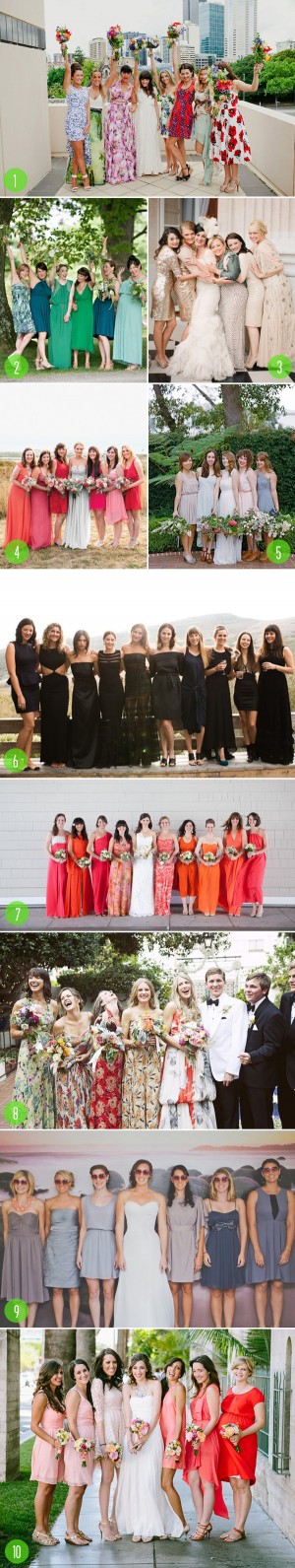 top 10: mismatch bridesmaids