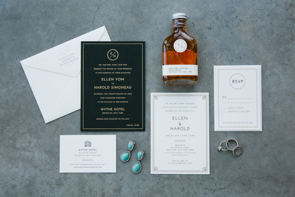 black and white invitation suite