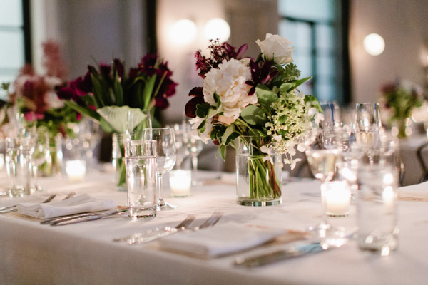 purple and white centerpieces