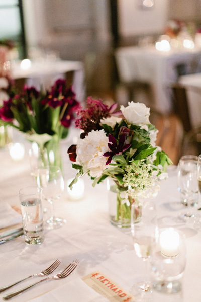 purple and white centerpieces