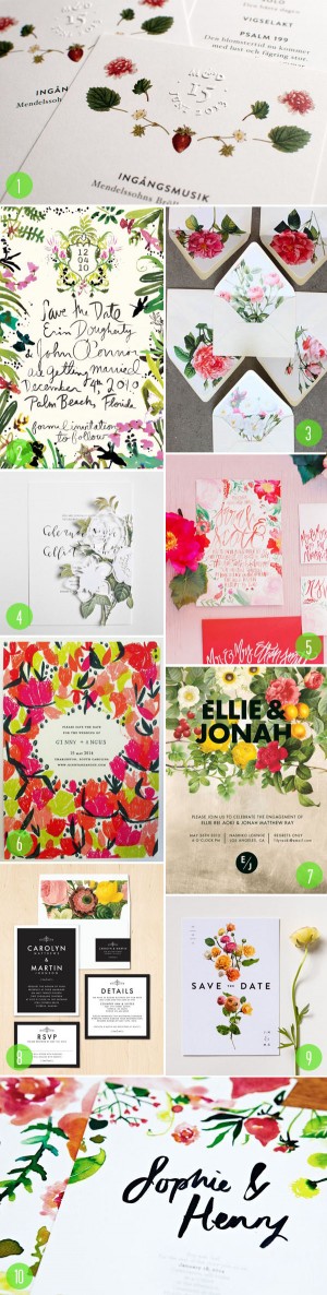 top 10: floral wedding invitations