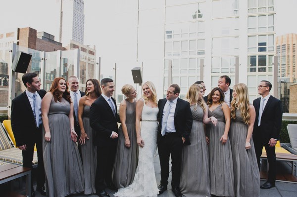 bridal party in grey