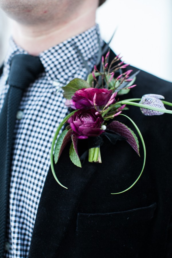 purple boutonniere