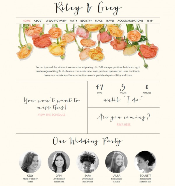 riley & grey wedding website