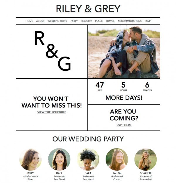 riley & grey wedding website