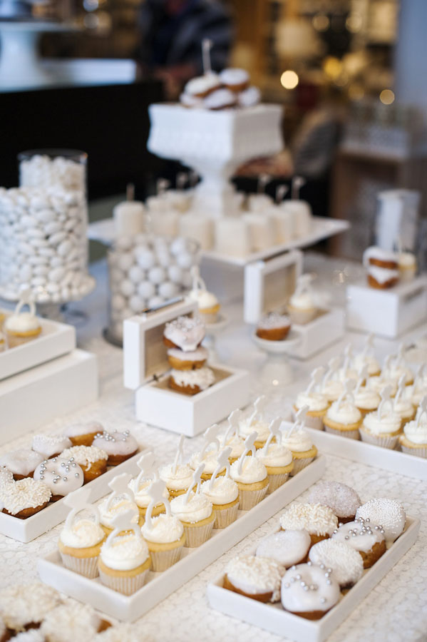 all white dessert table