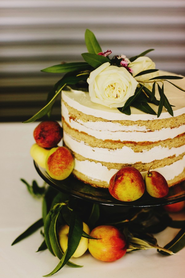 naked wedding cake with fruit