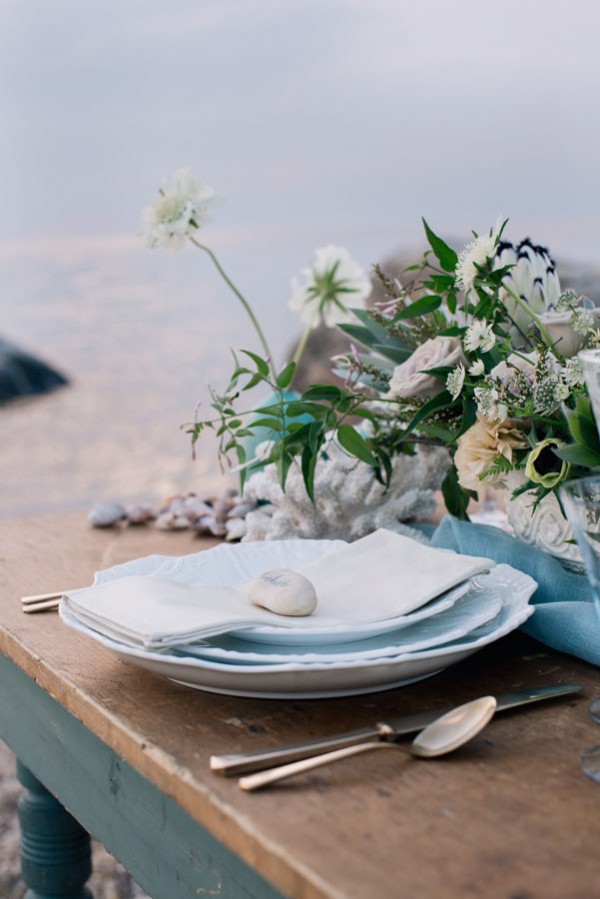 beach inspired tablescape