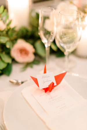 Chinese Lucky Red Crane Wedding Place Cards