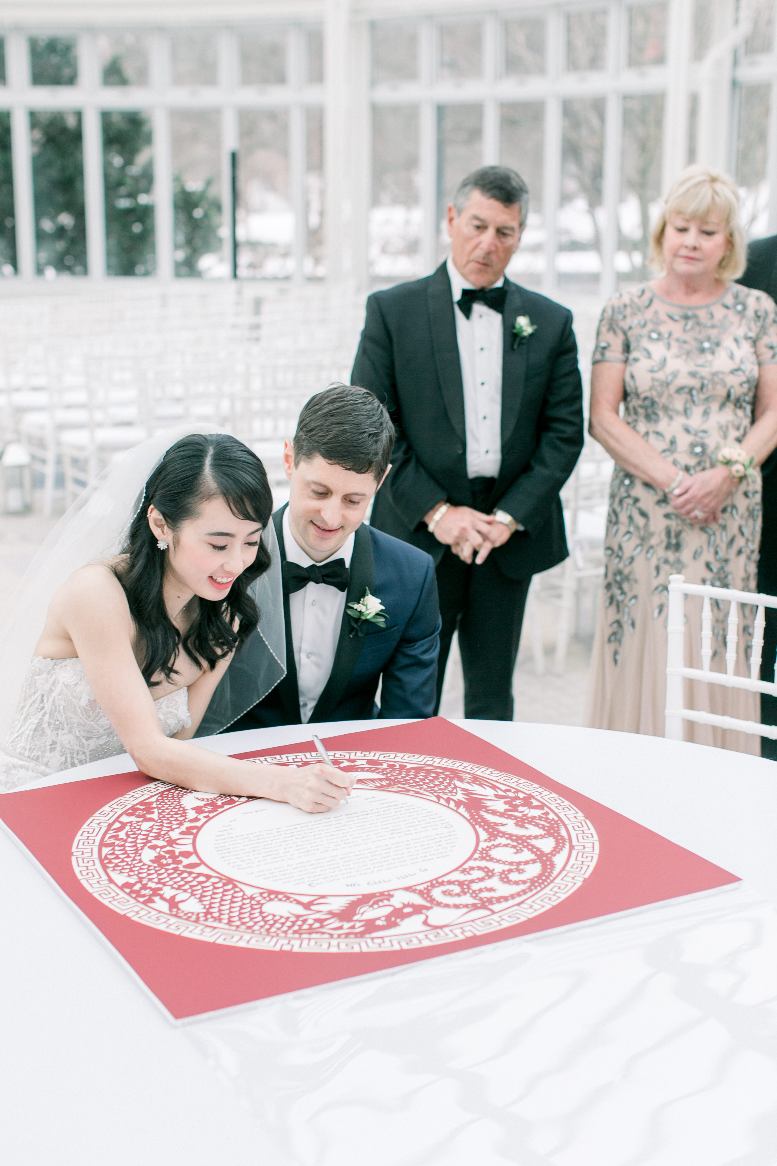 Red Jewish and Chinese Wedding Ketubah