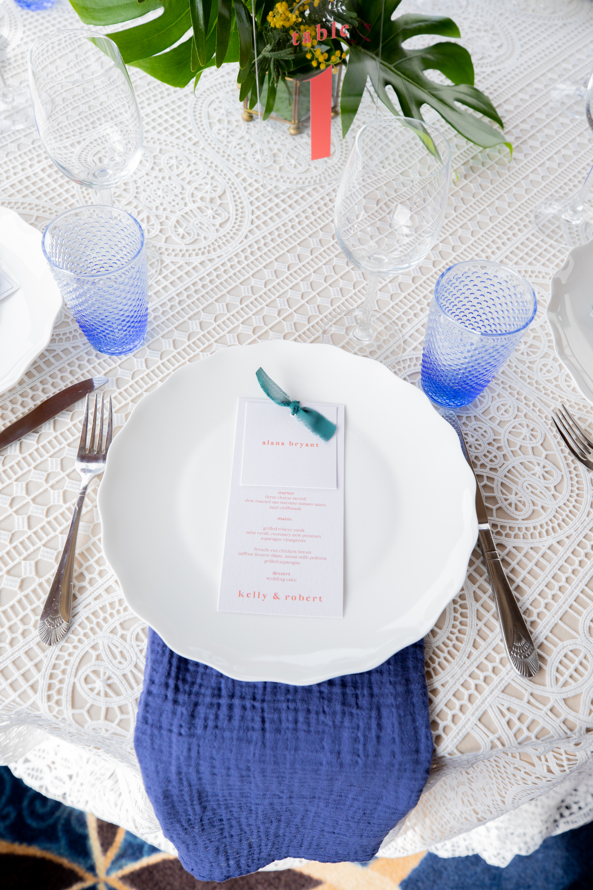 Tropical Blue Wedding Placesetting