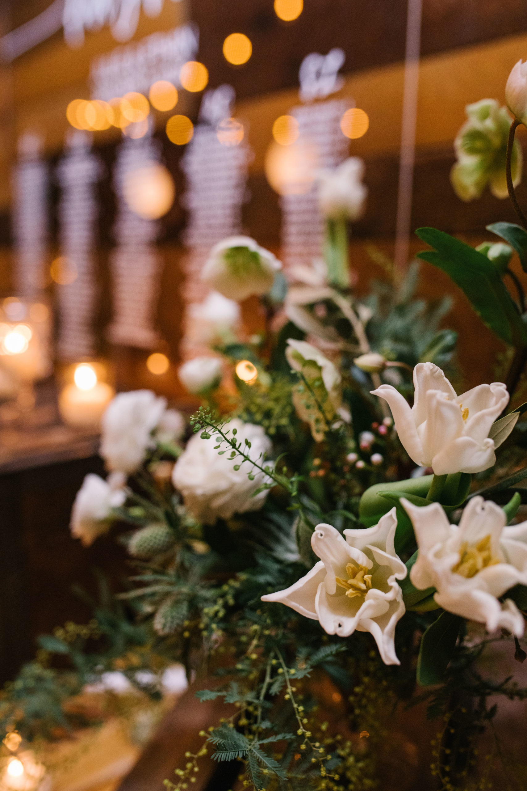 White Tulip and Ranunculus Wedding Centerpiece
