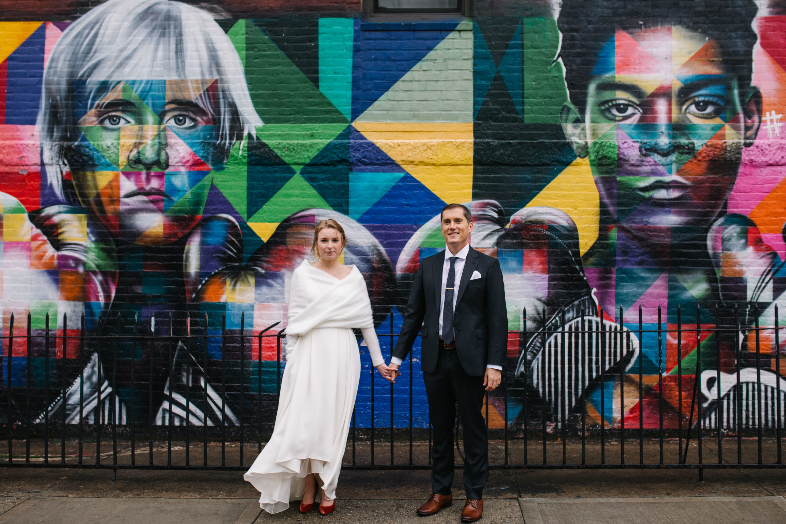 Brooklyn Mural Wedding Photo