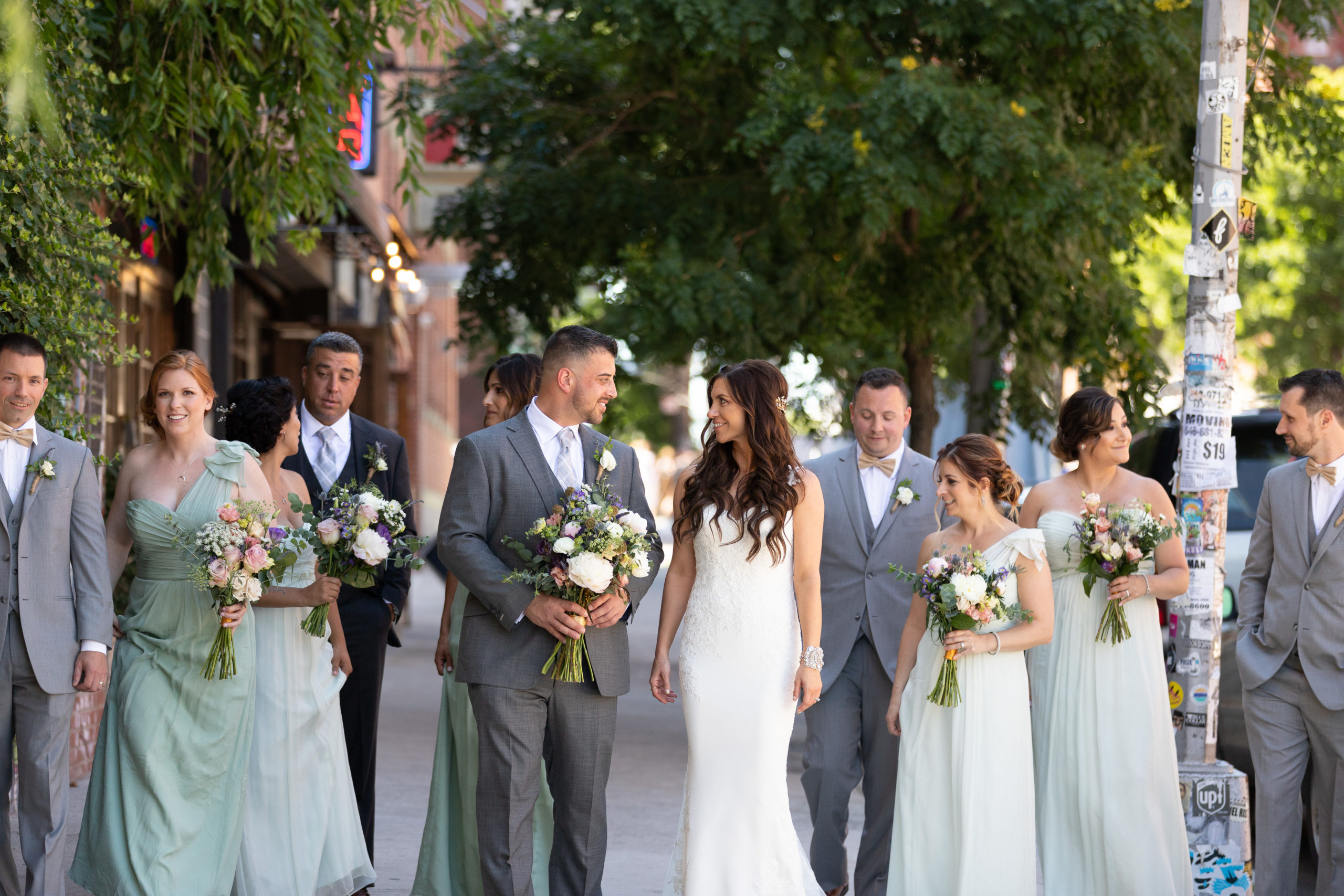 Romantic Soft Green and Gray Bridal Party