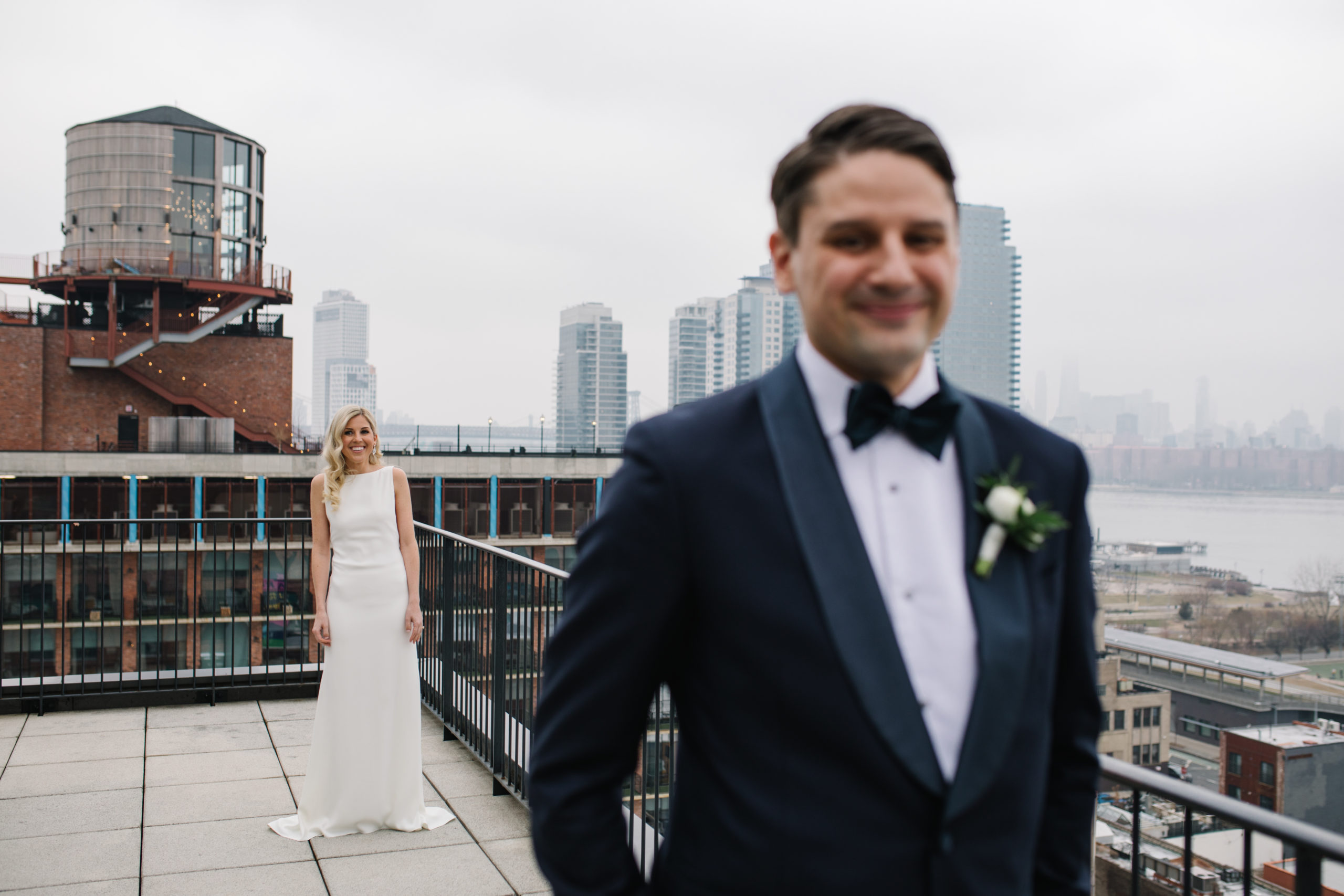Brooklyn Rooftop Wedding First Look